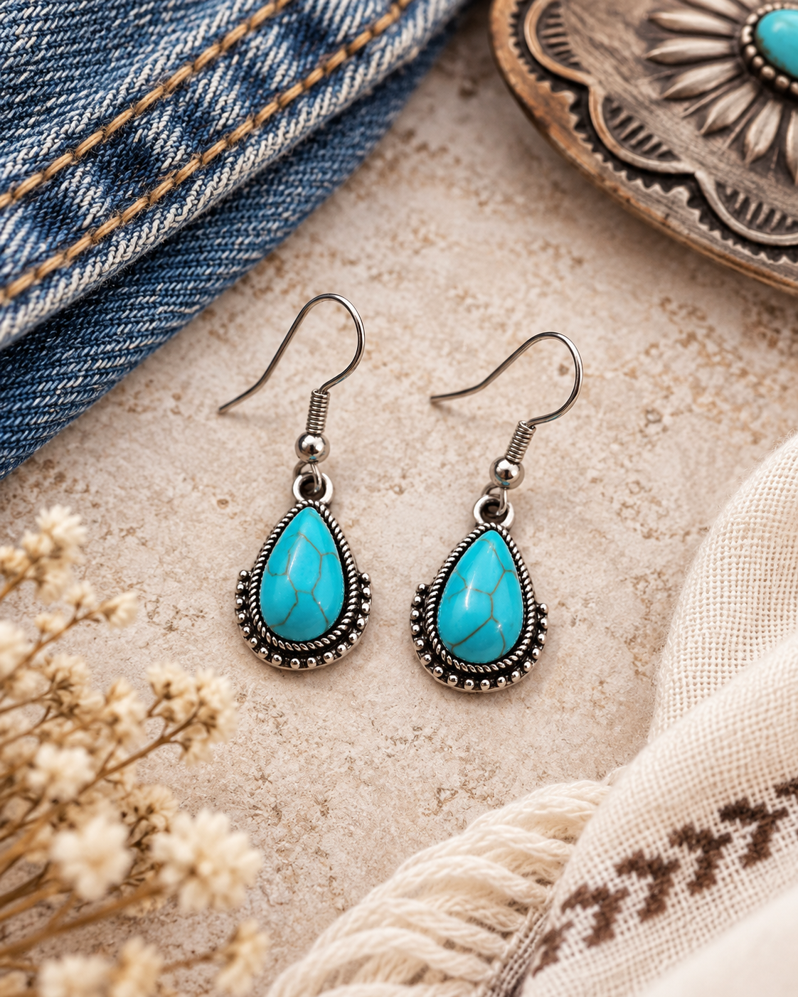 Mesa Sky Faux Turquoise Teardrop Earrings