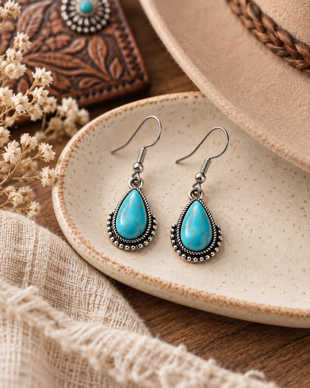 Mesa Sky Faux Turquoise Teardrop Earrings