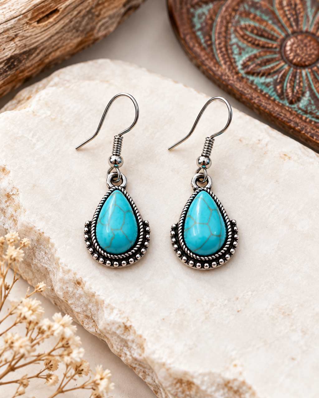 Mesa Sky Faux Turquoise Teardrop Earrings