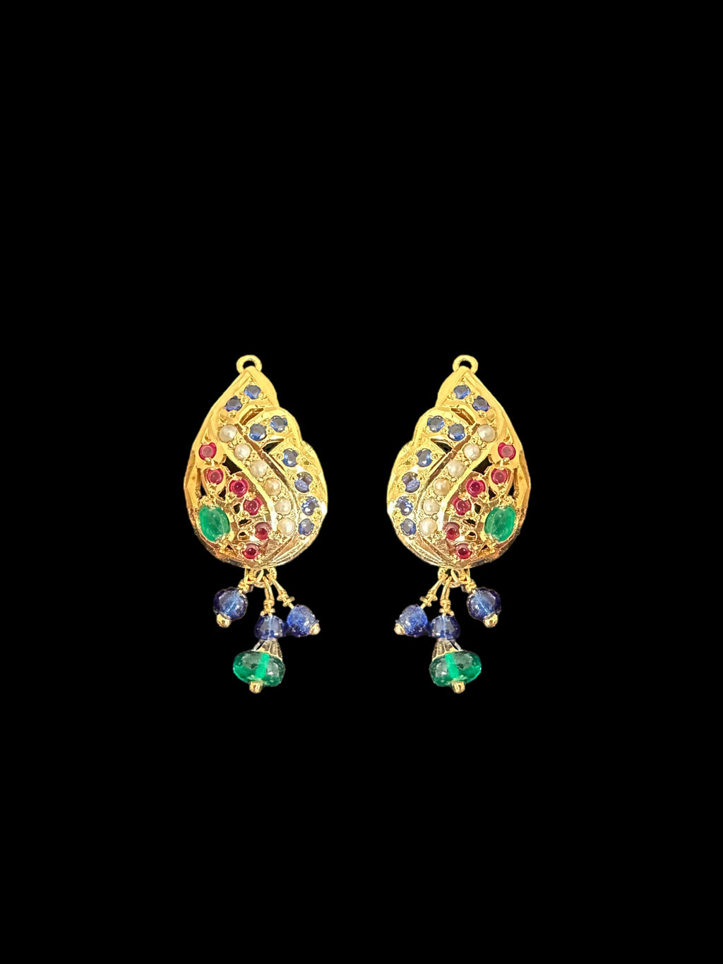 Emerald & Sapphire Gold-Plated Silver Pendant Set with Freshwater Pearls ( READY TO SHIP )