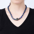 16K Gold Filled 10mm Lapis Lazuli Labradorite Tube Rectangle Gemstone Chain 19 Inch Necklace w. Push Gate Clasps | WA-00428
