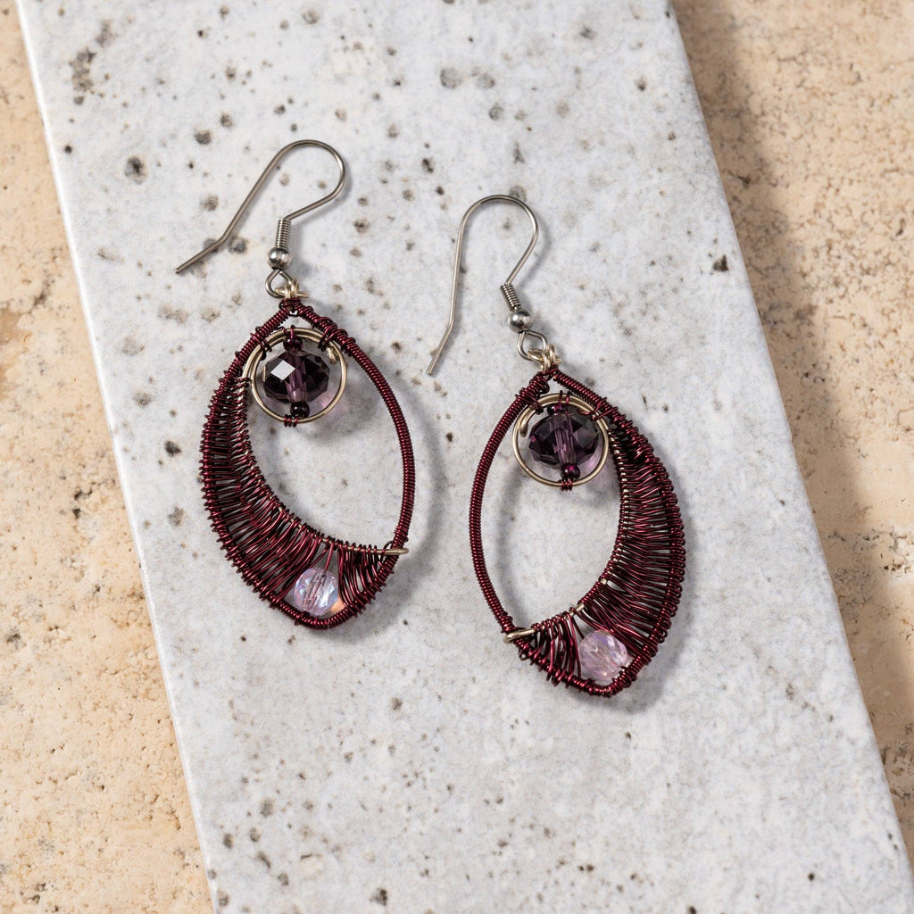 Ojo Purple Wire Wrapped Earrings