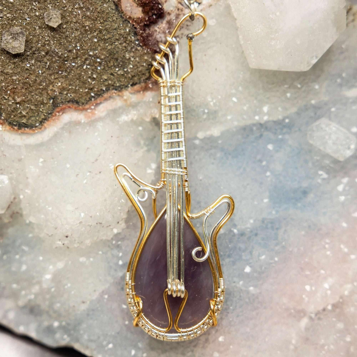 Agate Guitar Wire Wrap Pendant 3.95 Inch