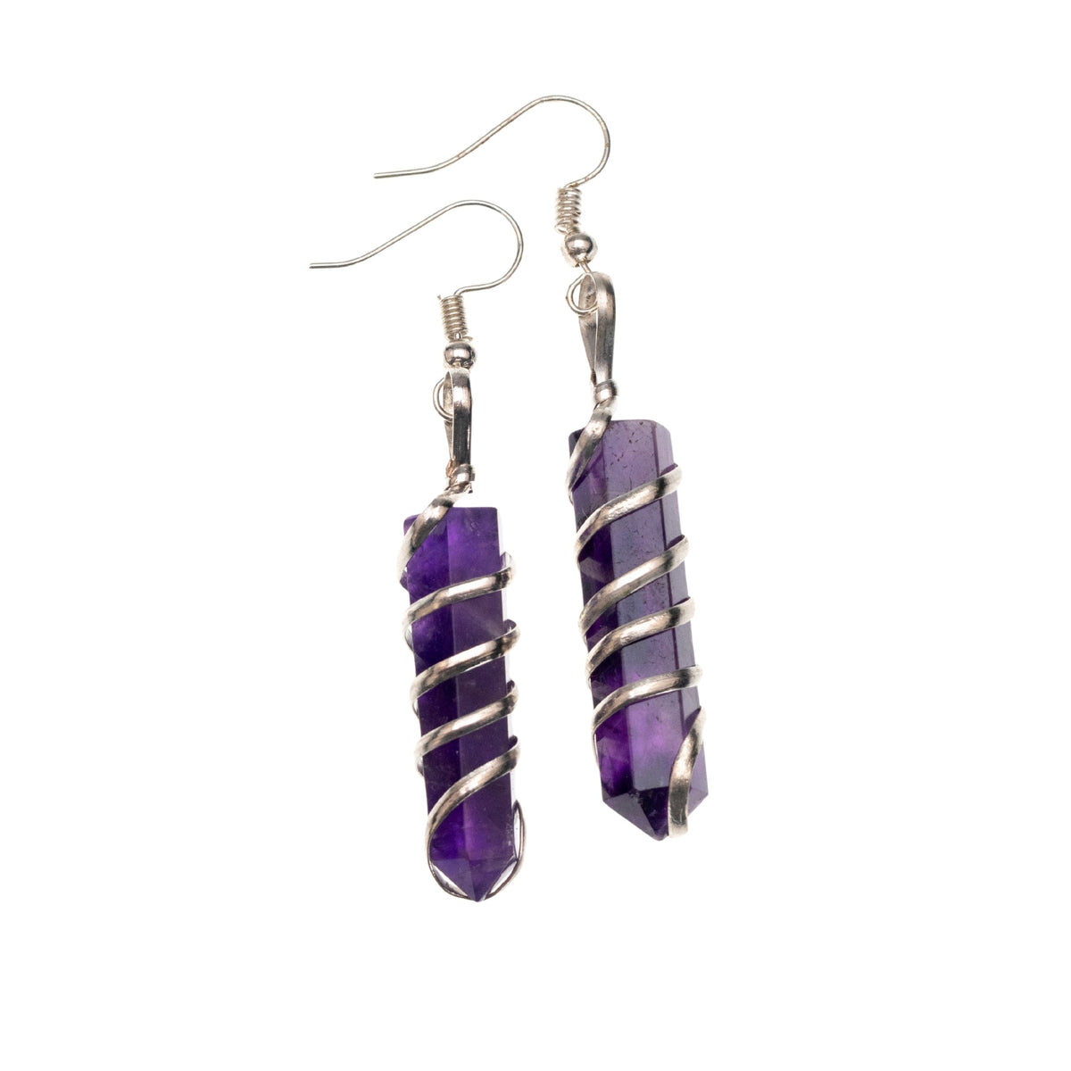 Silver Wire Wrapped Crystal Earrings