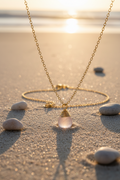 Green Crystal Pendant – 24K Gold Wire Wrap on Sterling Silver Chain