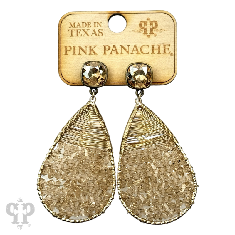 Faceted bead and wire wrapped teardrop earring with crystals from Swarovski®- LC