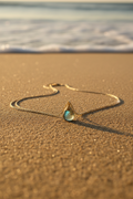 Green Crystal Pendant – 24K Gold Wire Wrap on Sterling Silver Chain