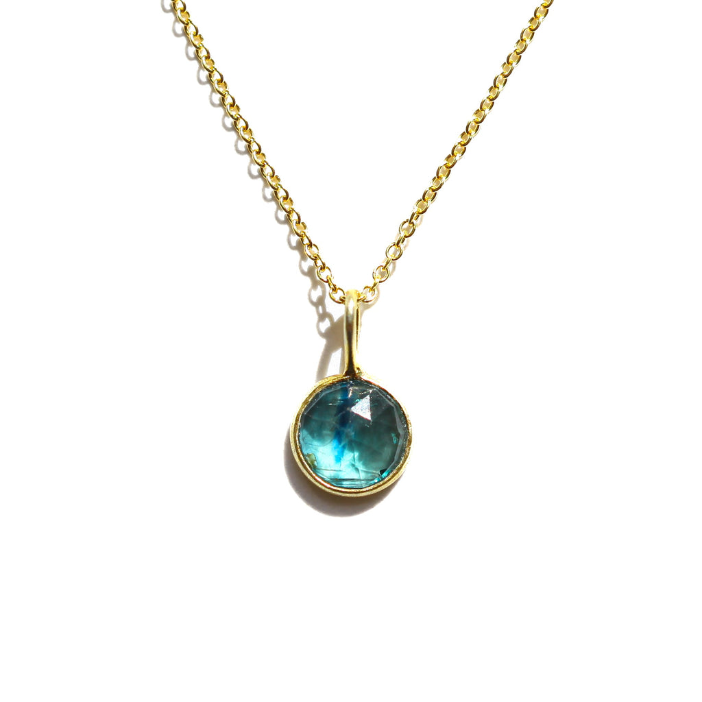 Blue Kyanite Rose Cut Drop Necklace