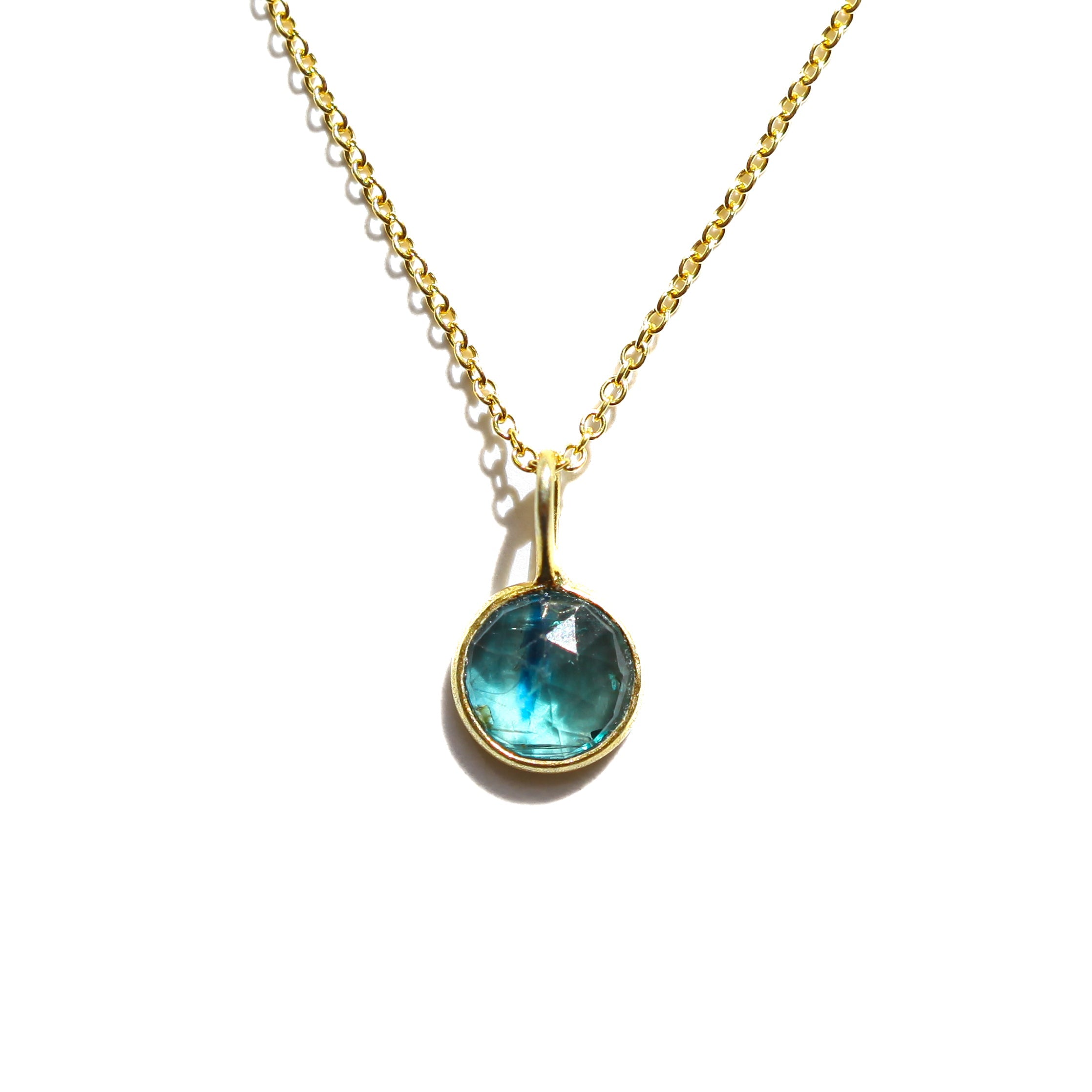 Blue Kyanite Rose Cut Drop Necklace
