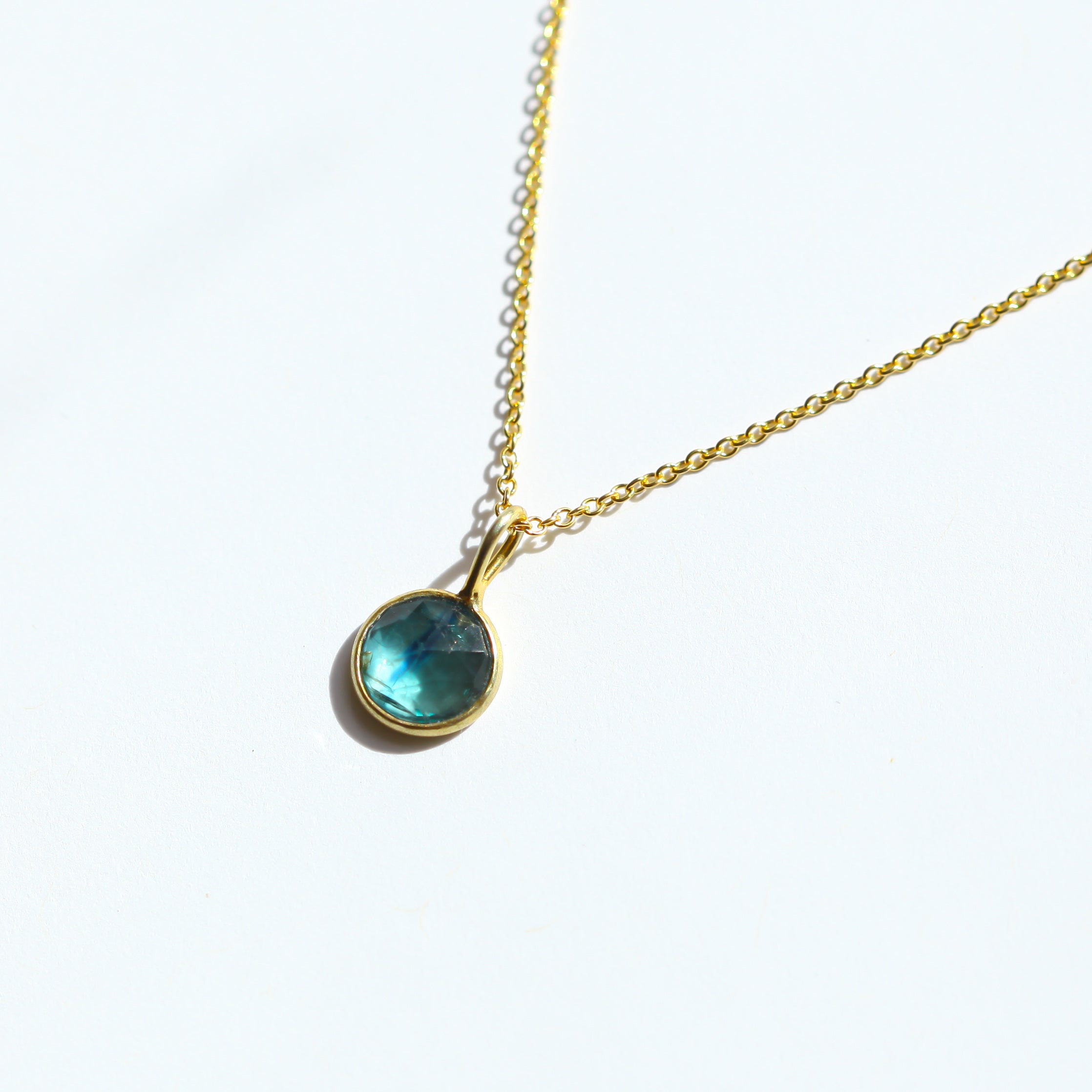 Blue Kyanite Rose Cut Drop Necklace