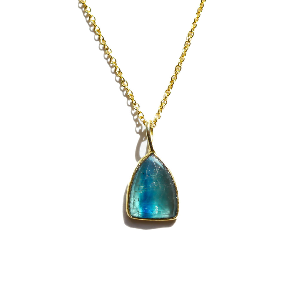 Blue Kyanite Shield Rose Cut Necklace