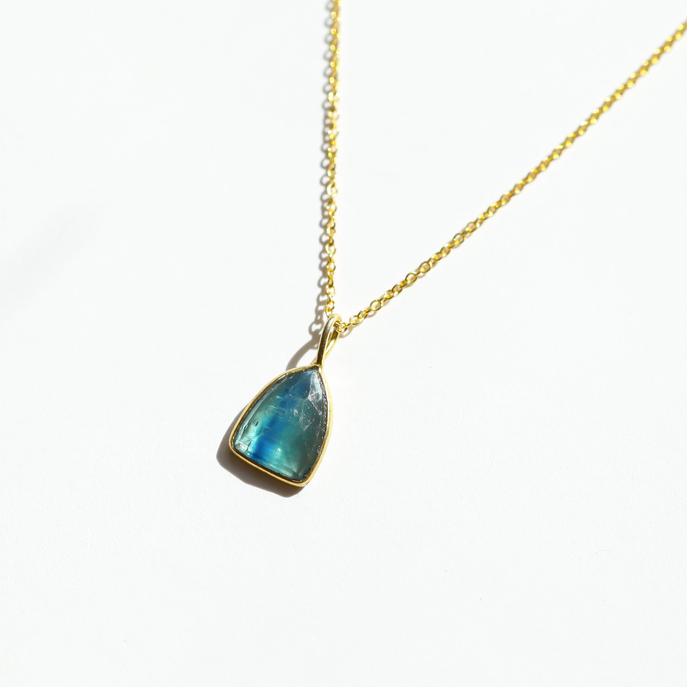 Blue Kyanite Shield Rose Cut Necklace