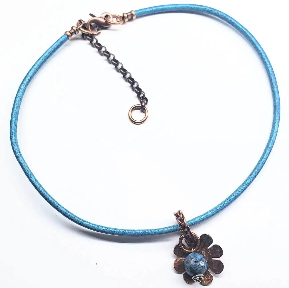 Large Braided Bail Larimar Blue Crazy Lace Bead Pendant with Various Order Options