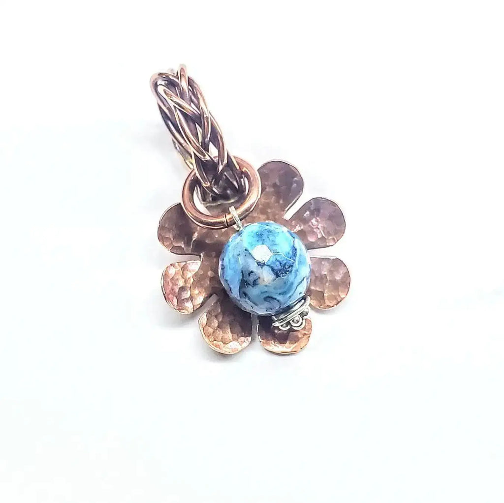 Large Braided Bail Larimar Blue Crazy Lace Bead Pendant with Various Order Options