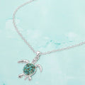 Crushed Pebble Sea Turtle Pendant Necklace