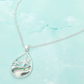 Abalone Starfish Wave Teardrop Pendant Necklace