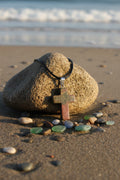 African Bloodstone Cross Pendant Necklace