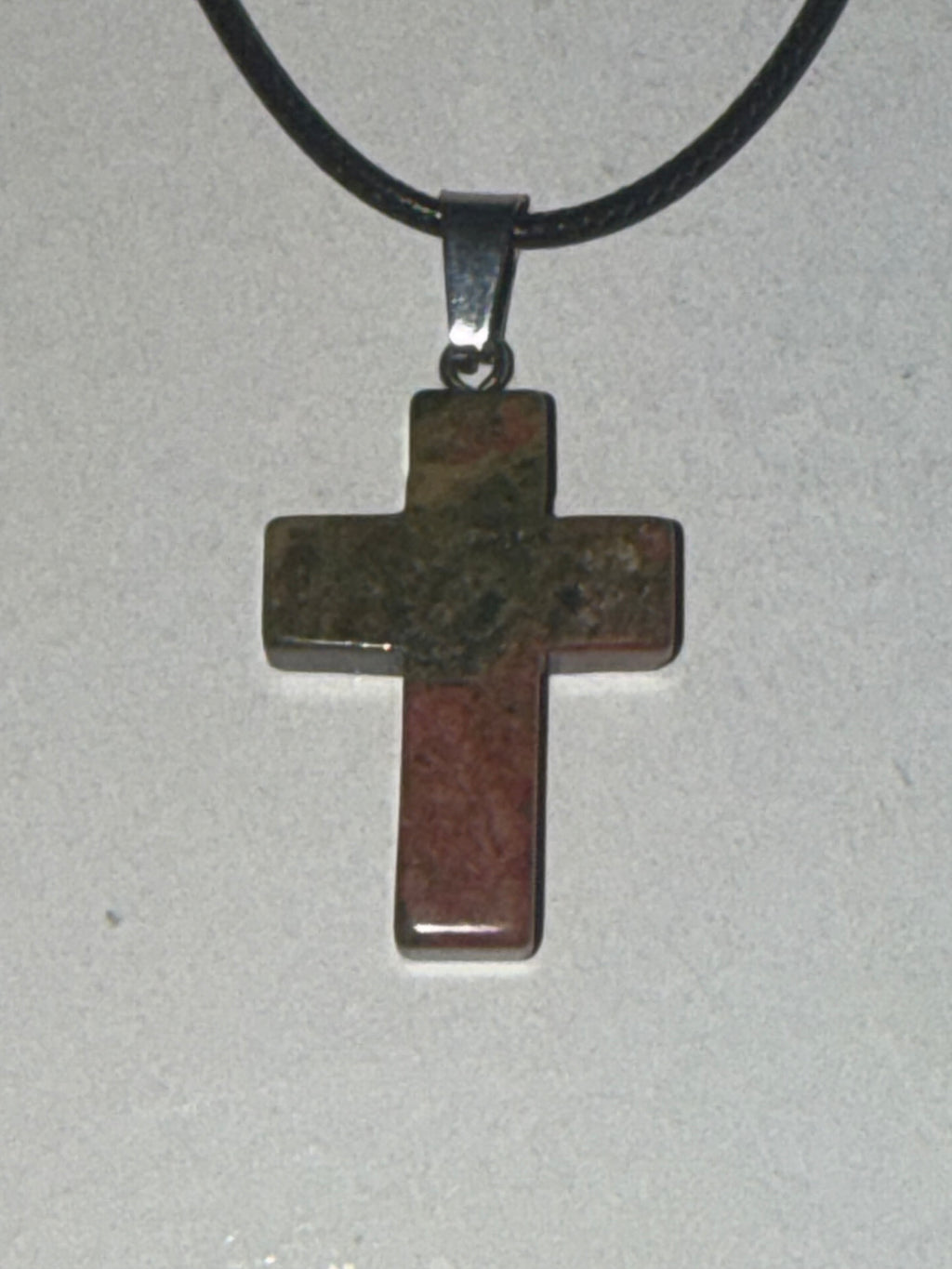 African Bloodstone Cross Pendant Necklace