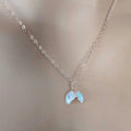 Rose Gold Wire Wrapped Crescent Moonstone Necklace