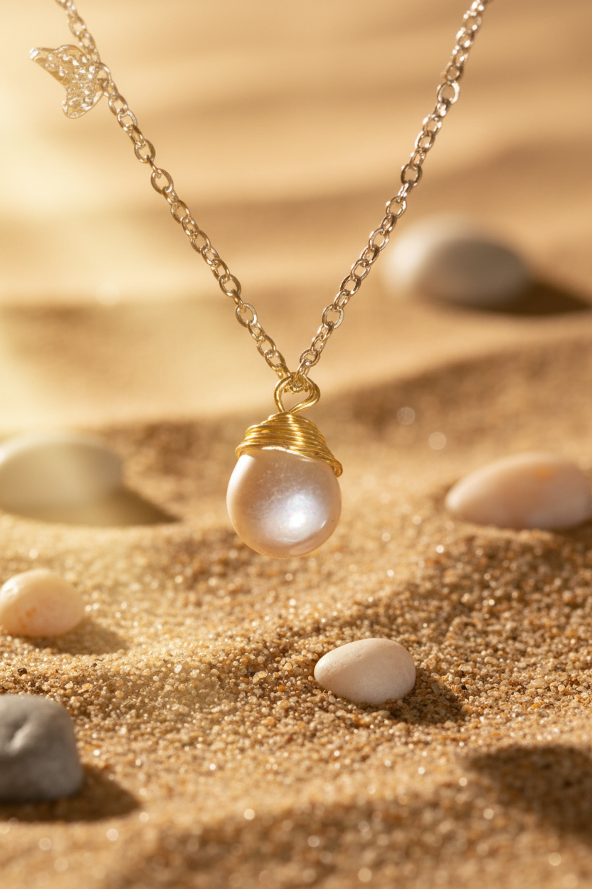 Green Crystal Pendant – 24K Gold Wire Wrap on Sterling Silver Chain