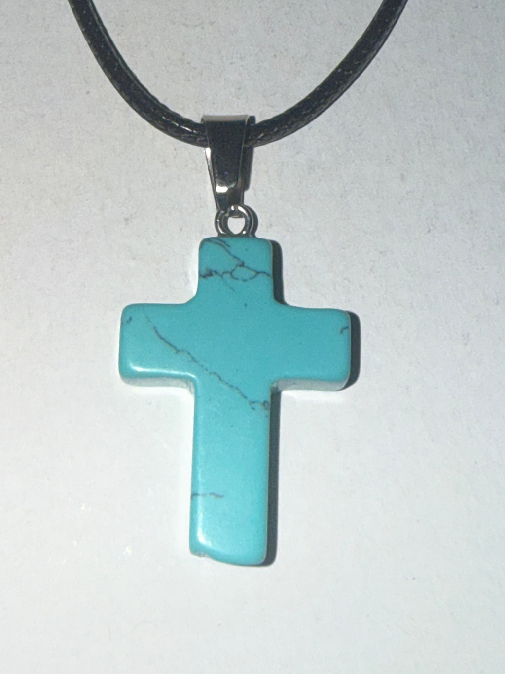 Natural Turquoise Cross Pendant Necklace