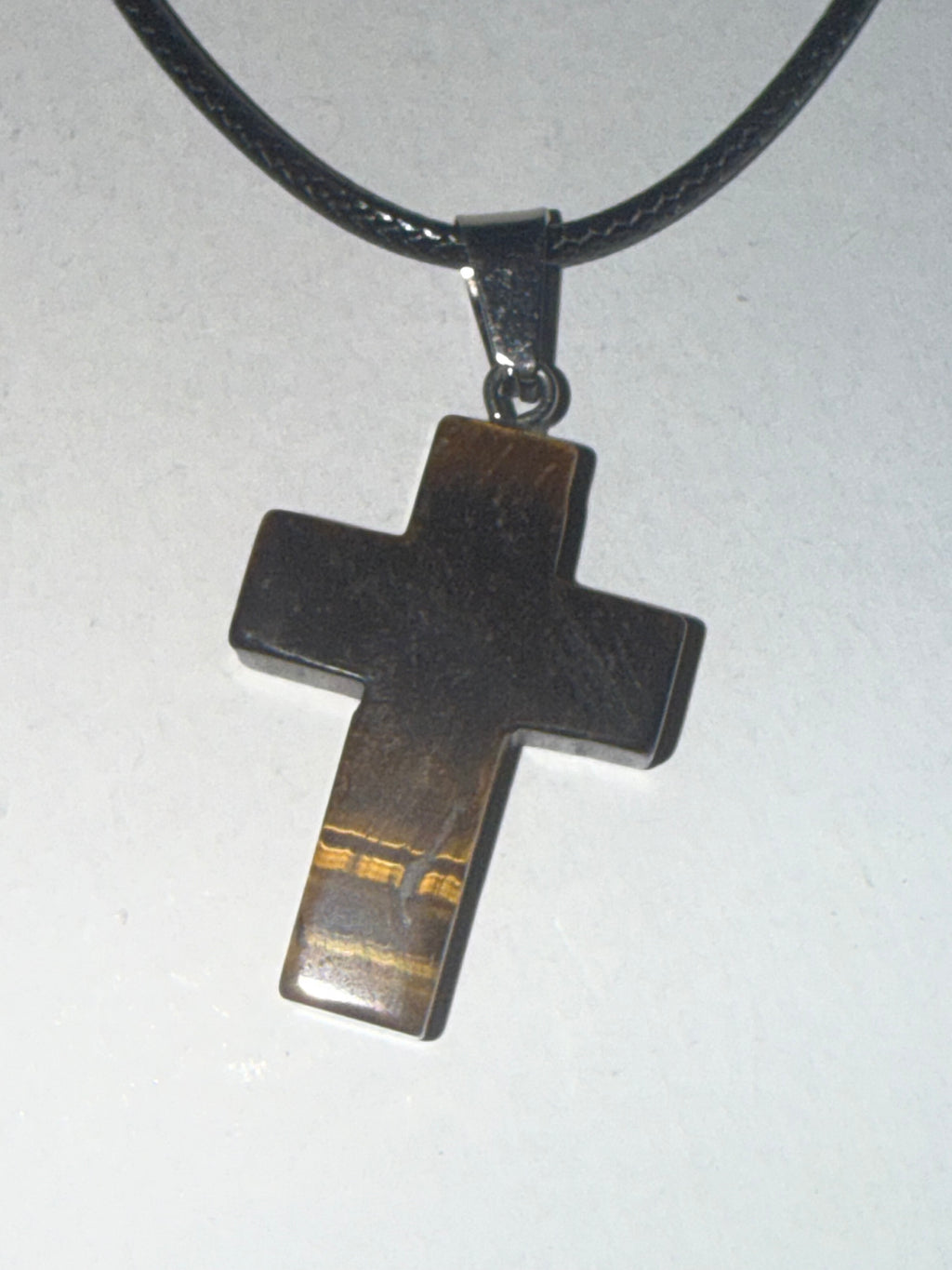 Tiger's Eye Cross Pendant Necklace