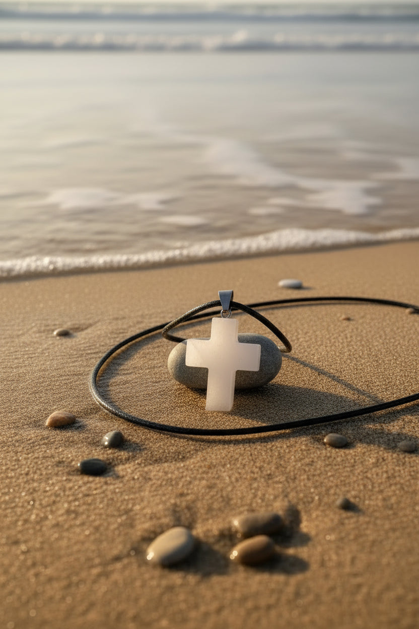 White Quartz Cross Pendant Necklace