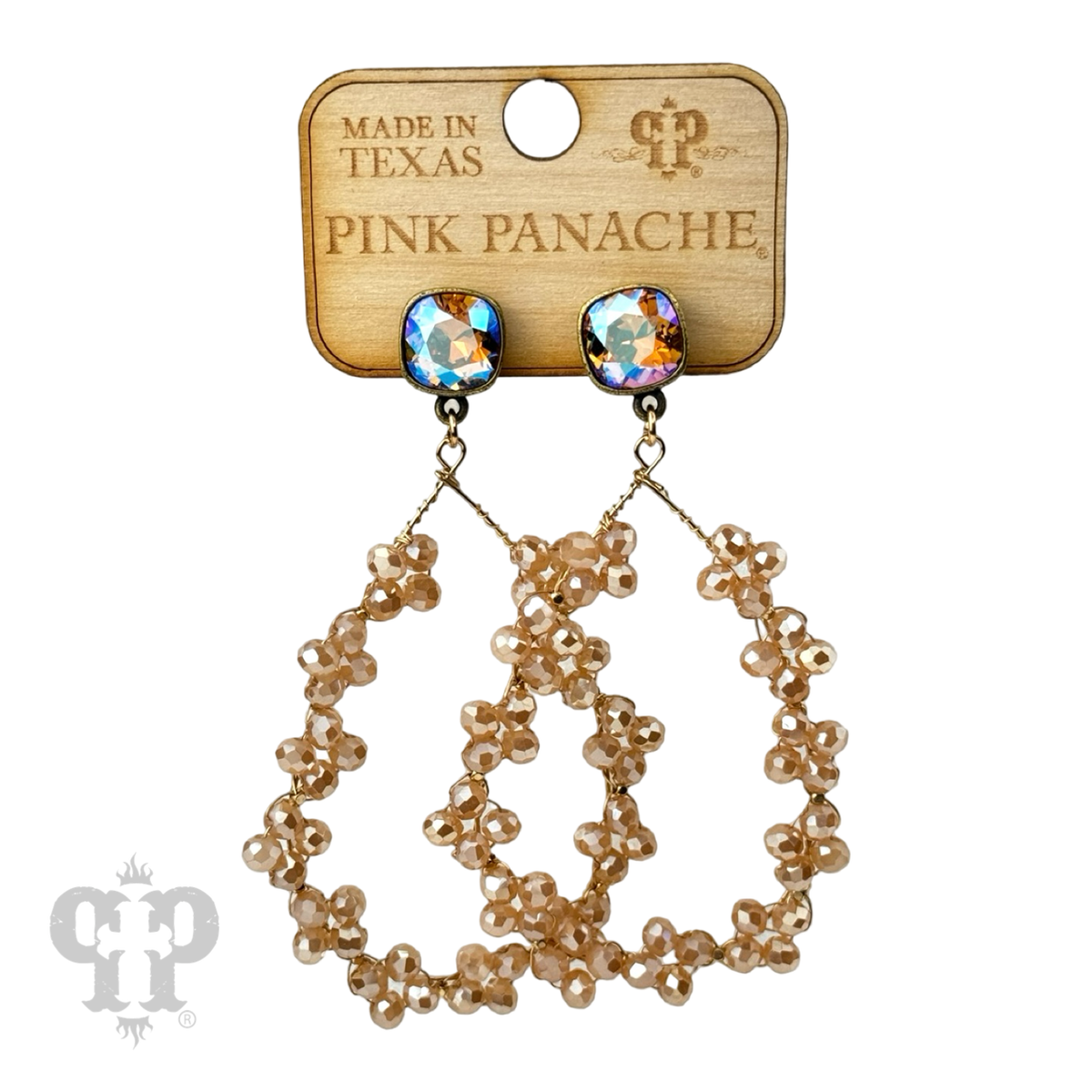 Floral wire wrapped bead teardrop dangle earring with crystals from Swarovski®- LC