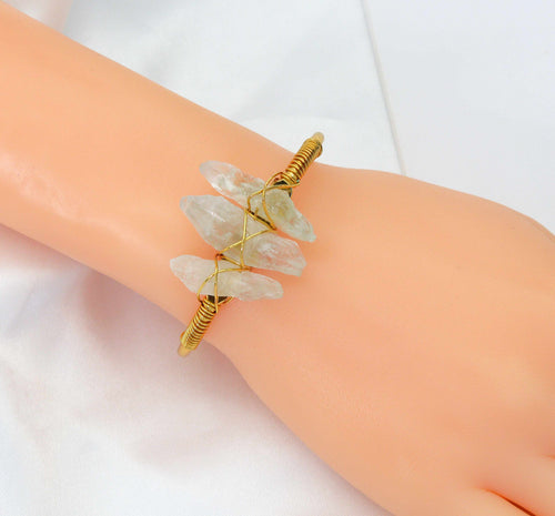 Amethyst Quartz Wire Wrapped Gold Cuff Bracelet, sku#LY05