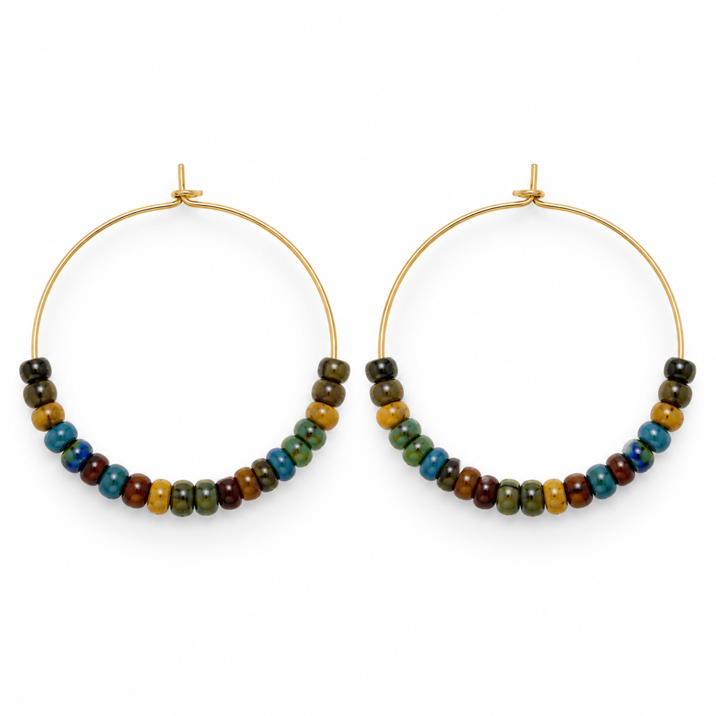 Czech Glass Beaded Gold Hoop Earrings – Caribbean Luster