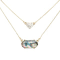 Heart Hexagon Bead Pendant Double Layered Necklace