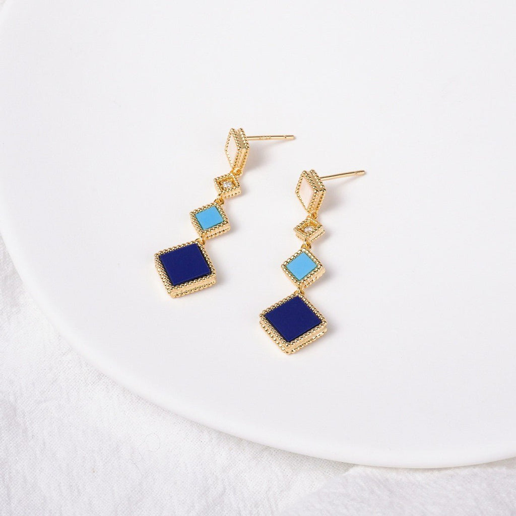 Celeste Geometric Gemstone Jewelry Set | Islamic Blue Stone Jewelry Set (MAC253)